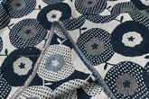 Japanese Fabric Yarn Dyed Woven Jacquard Maru Hana - navy blue - 50cm